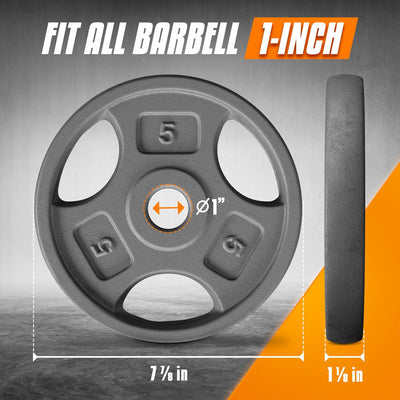 Yes4All 4 Pack Cast Iron Weight Plates w/ 1" Hole & Tri-Grip Handles, (Open Box)