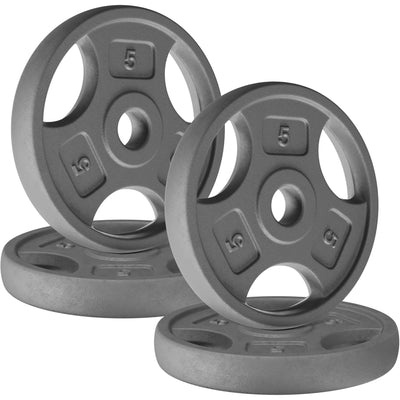 Yes4All 4 Pack Cast Iron Weight Plates w/ 1" Hole & Tri-Grip Handles, (Open Box)