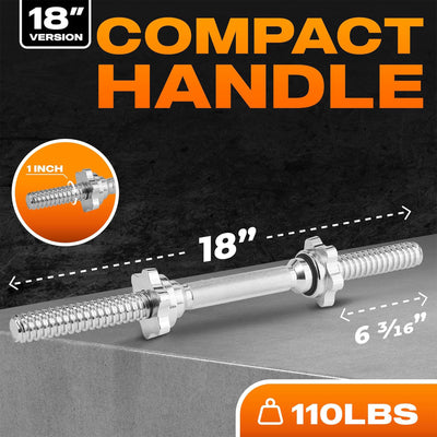 Yes4All Threaded Dumbbell Handle Set with Chrome Non-Slip Grip (Open Box) - VMInnovations