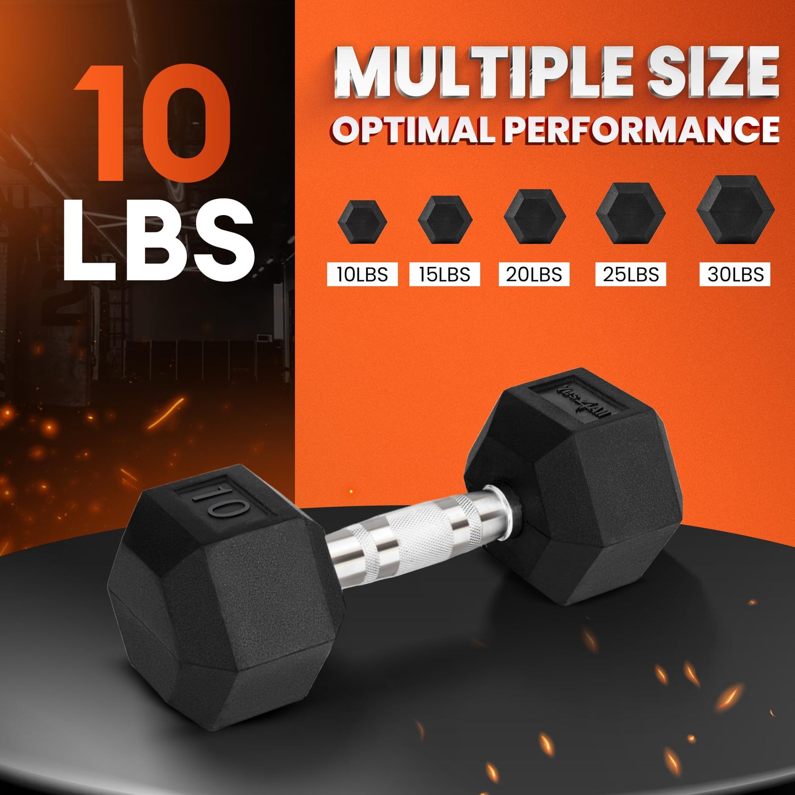 Yes4All 25lb Hex Dumbbell, Single Rubber Coated Cast Iron Weight for Home Gym - VMInnovations