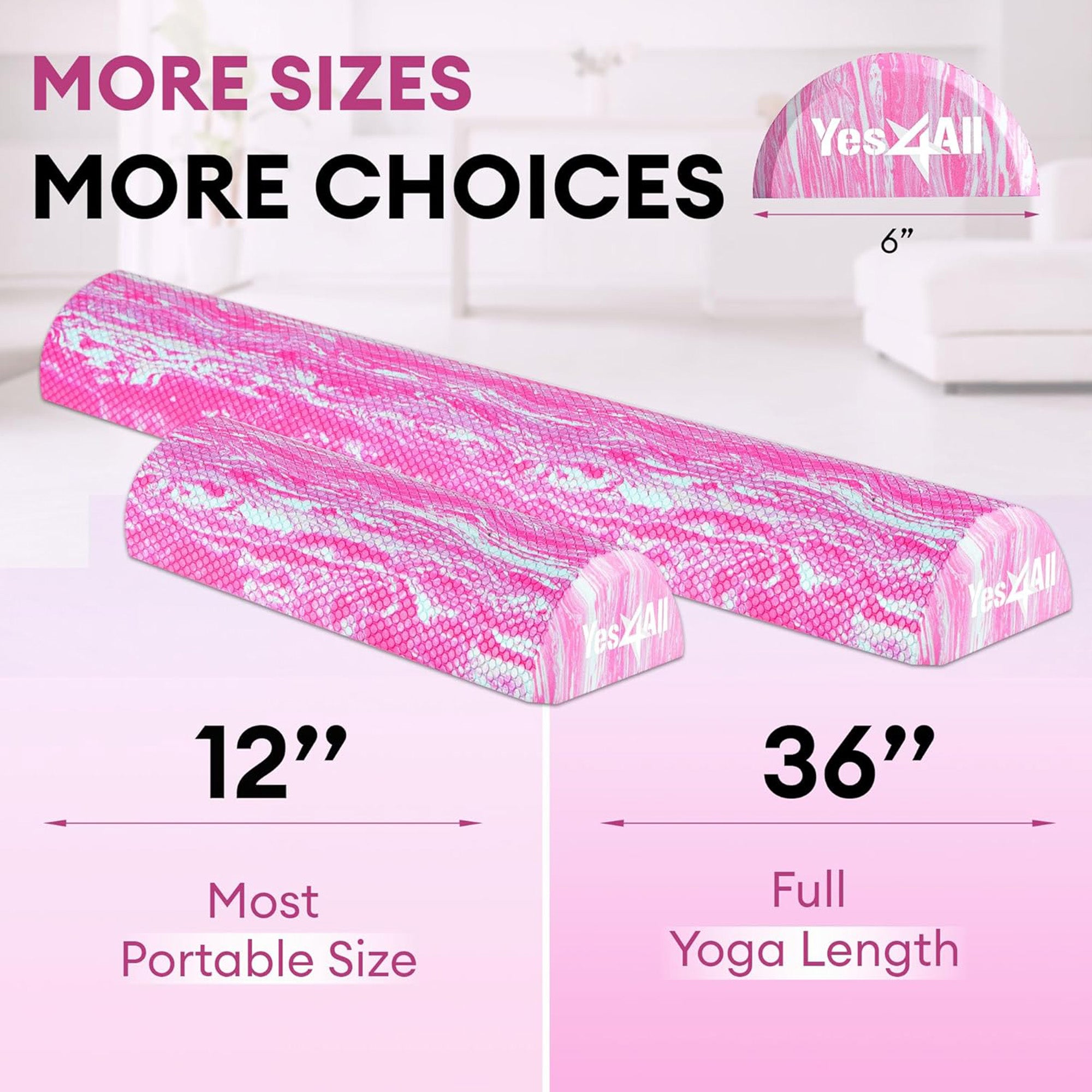 Yes4All EVA Firm Half Round Foam Roller for Exercise, 36 Inch, (Open Box)