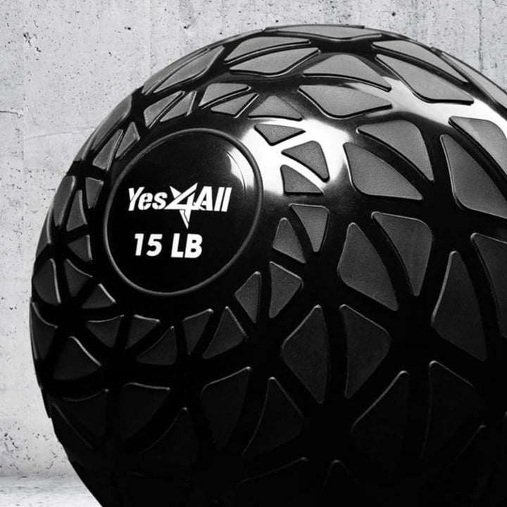 Yes4All 15Lb Slam Ball, Durable Sand Filled Workout Weight Ball, Black (Dynamic) - VMInnovations