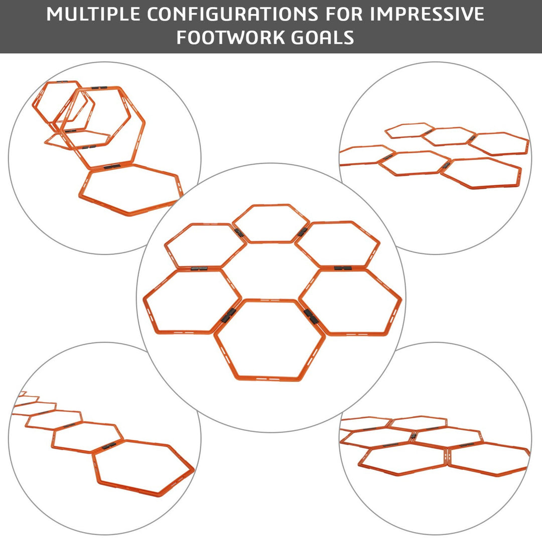 Yes4All Hex Speed Rings w/ Carrying Bag for Agility Footwork Training, Set of 6 - VMInnovations