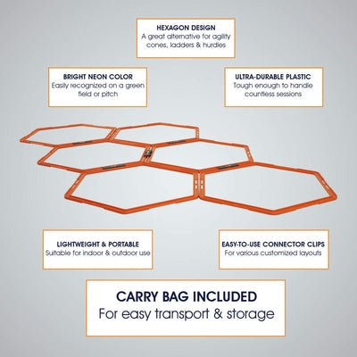 Yes4All Hex Speed Rings w/ Carrying Bag for Agility Footwork Training, Set of 6 - VMInnovations