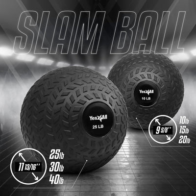 Yes4All 20Lb Slam Ball, Durable Sand Filled Workout Weight Ball, Black (Used)