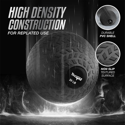 Yes4All 20Lb Slam Ball, Durable Sand Filled Workout Weight Ball, Black (Used)