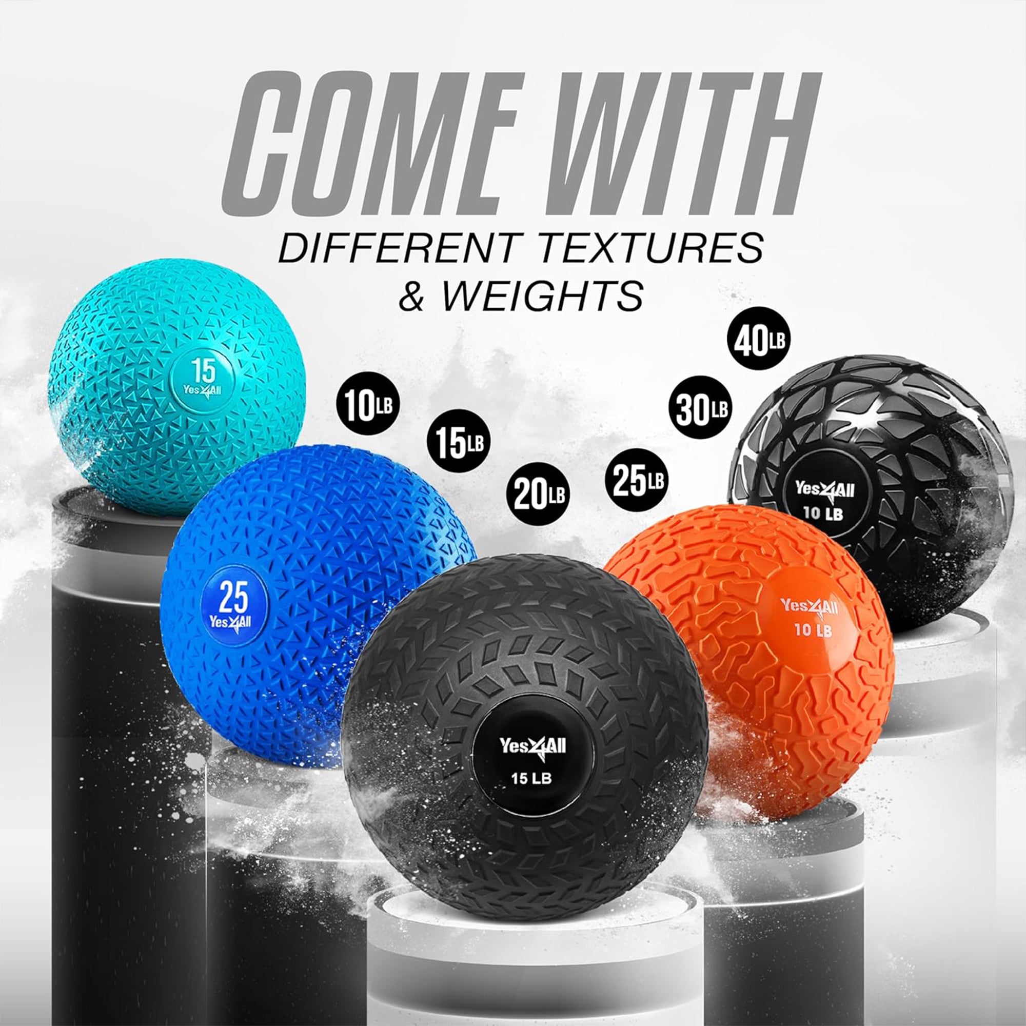 Yes4All 20Lb Slam Ball, Durable Sand Filled Workout Weight Ball, Black (Used)