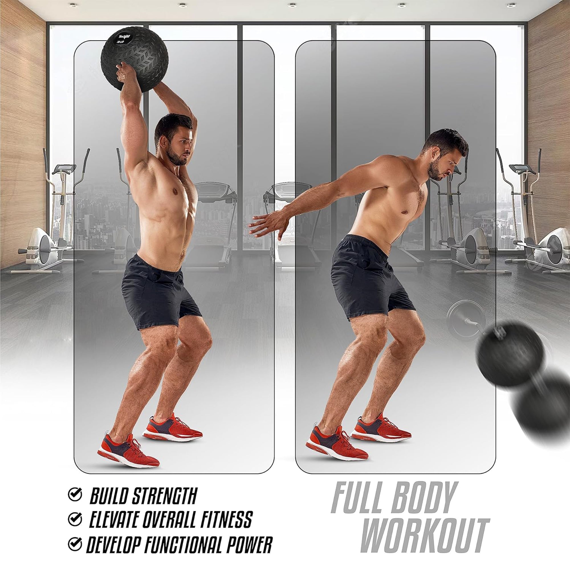 Yes4All 20Lb Slam Ball, Durable Sand Filled Workout Weight Ball, Black (Used)