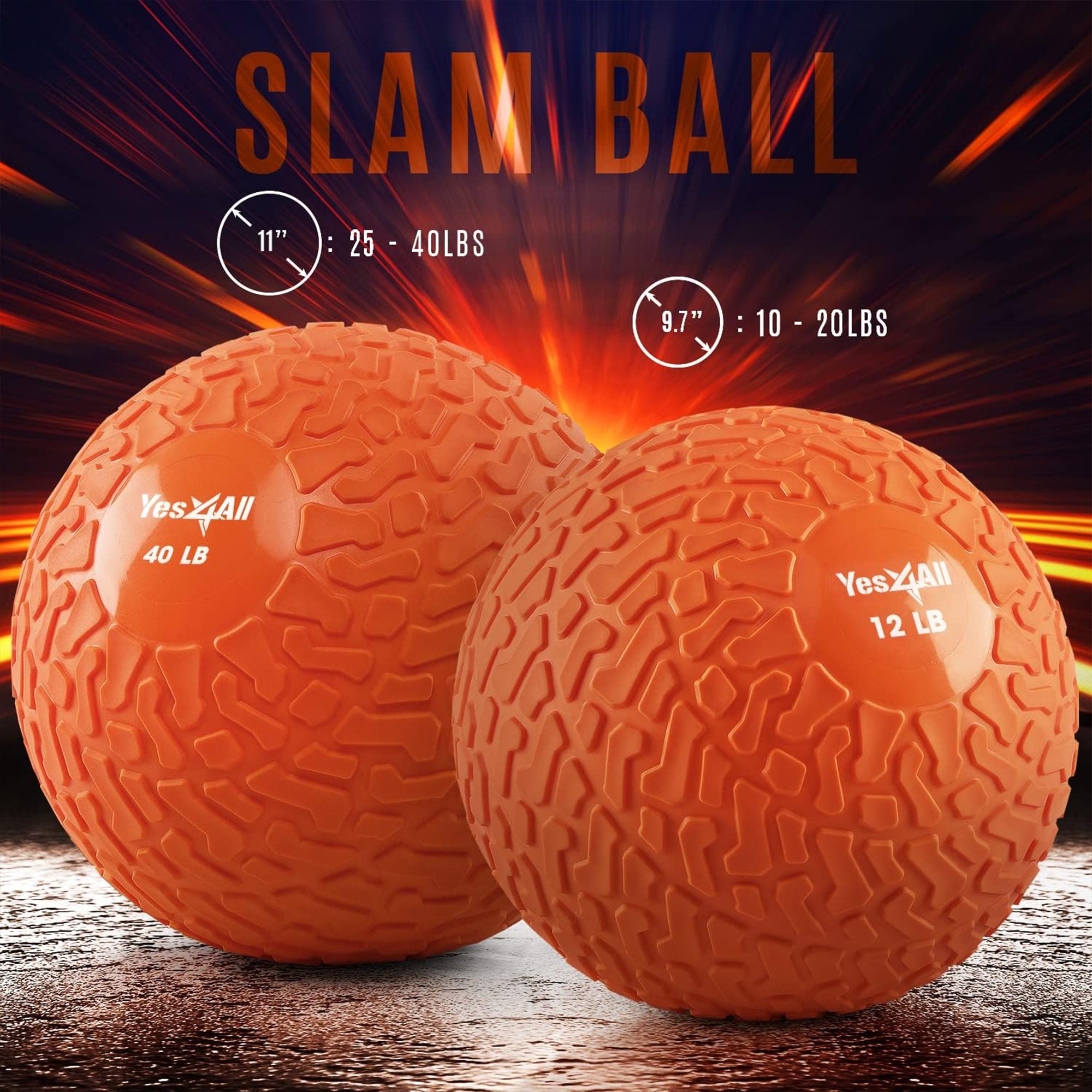 Yes4All 12Lb Slam Ball, Durable Sand Filled Workout Weight Ball, (Open Box)
