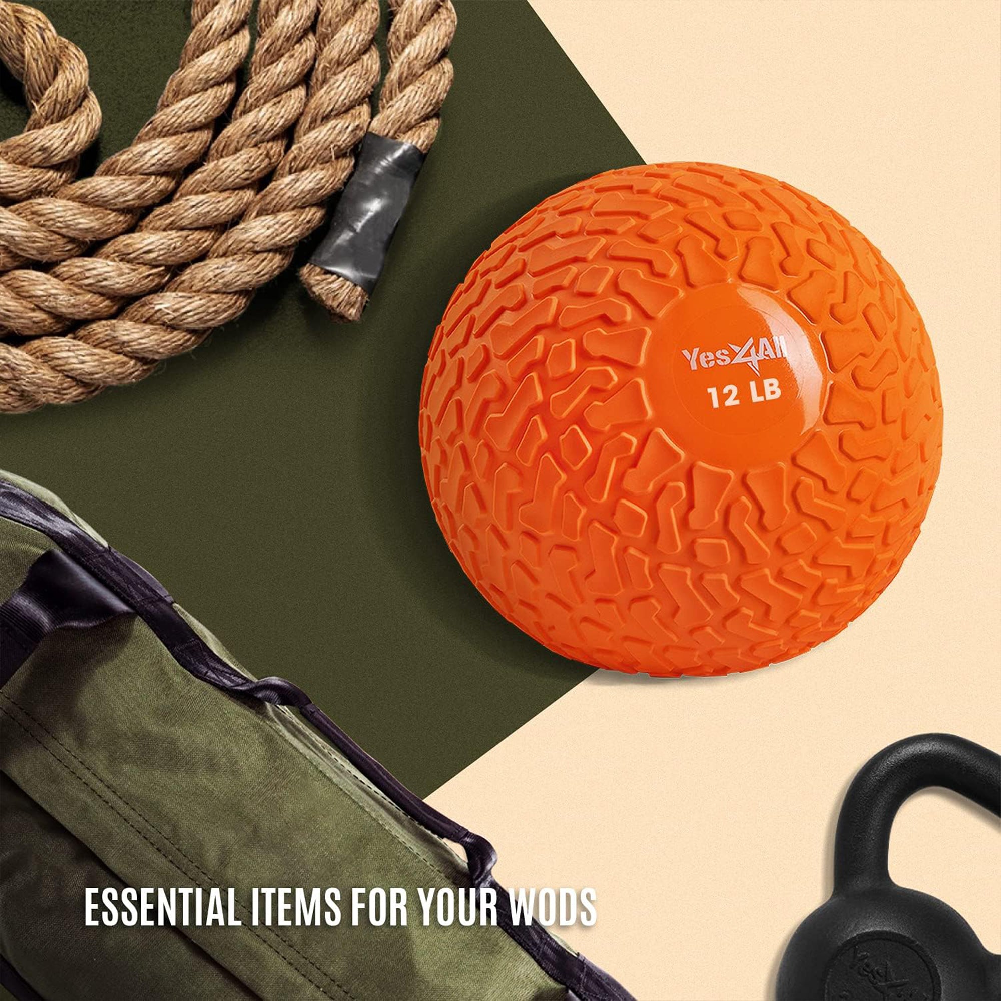 Yes4All 12Lb Slam Ball, Durable Sand Filled Workout Weight Ball, (Open Box)