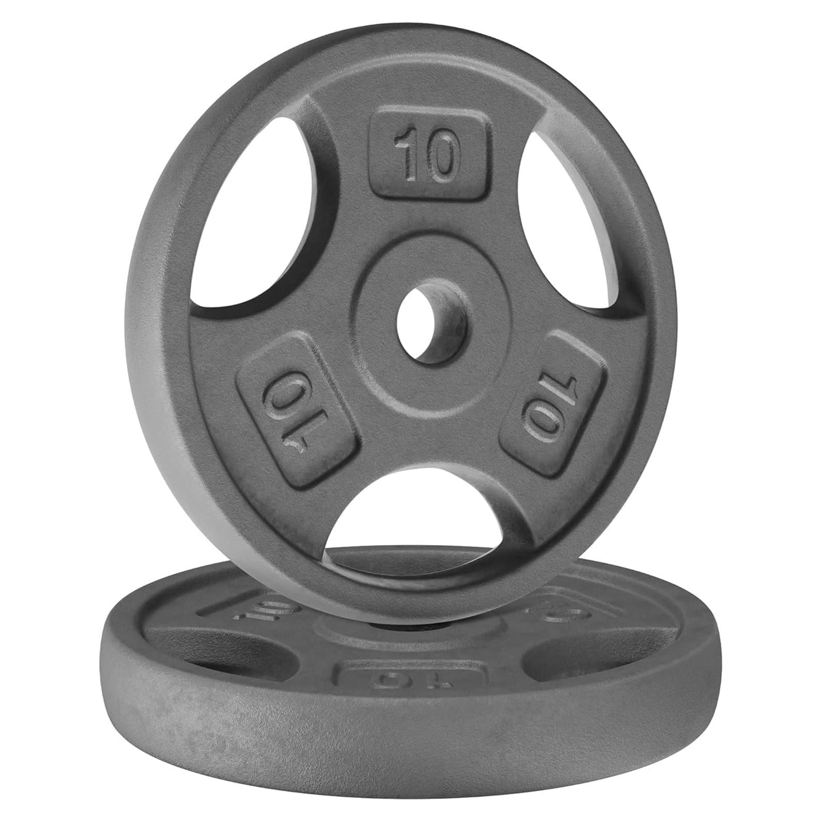 Yes4All 2 Pack Cast Iron Weight Plates w/ 1" Hole & Tri-Grip Handles, 10 Pounds - VMInnovations