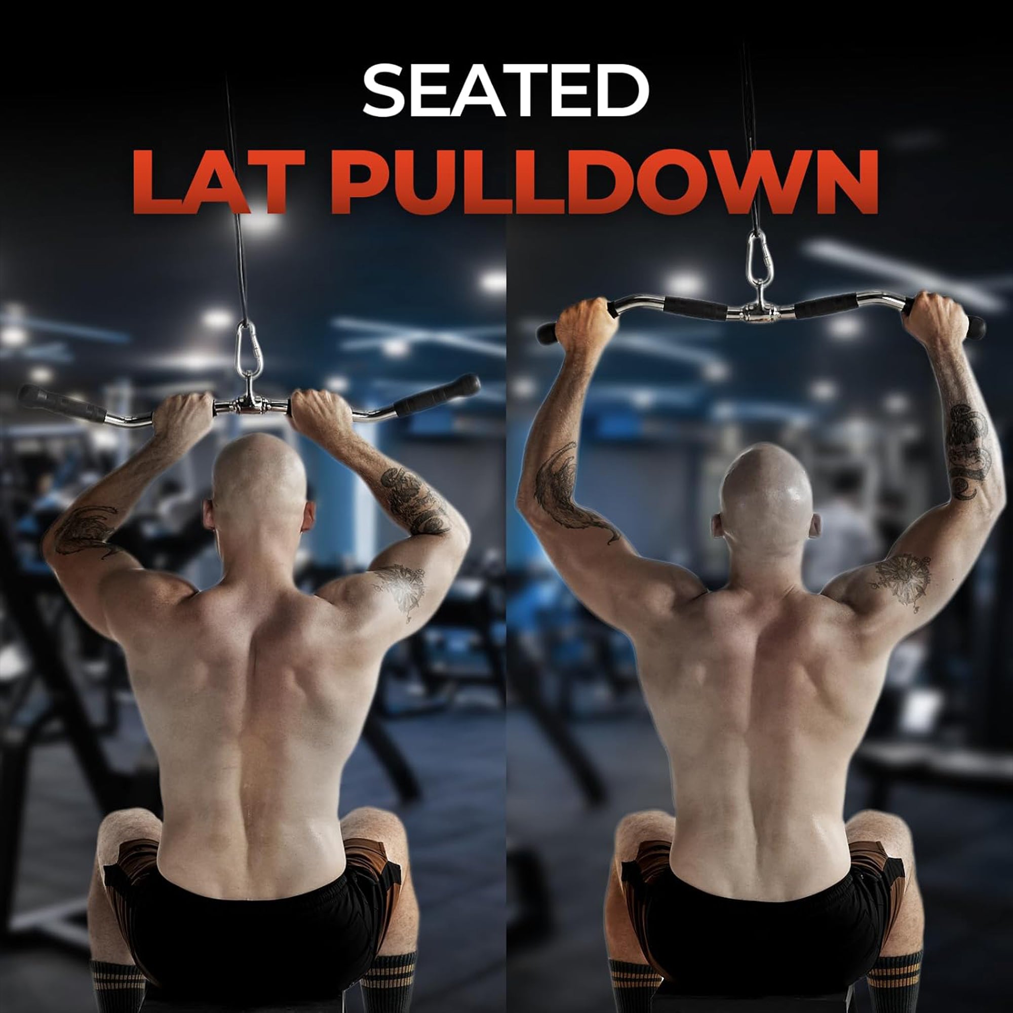 Yes4All Lat Pull Down Bar with Wide Grip, Rubber Handles & Cable Mount (Used)