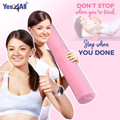 Yes4All EVA Firm Foam Round Back Roller for Pilates, Exercise or Yoga, 36", Pink - VMInnovations