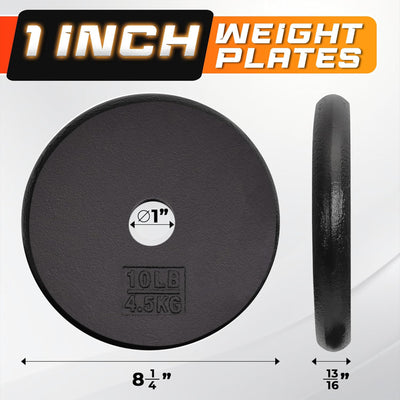 Yes4All 2 Pack Cast Iron Barbell Weight Plates with 1" Center Hole (Open Box)