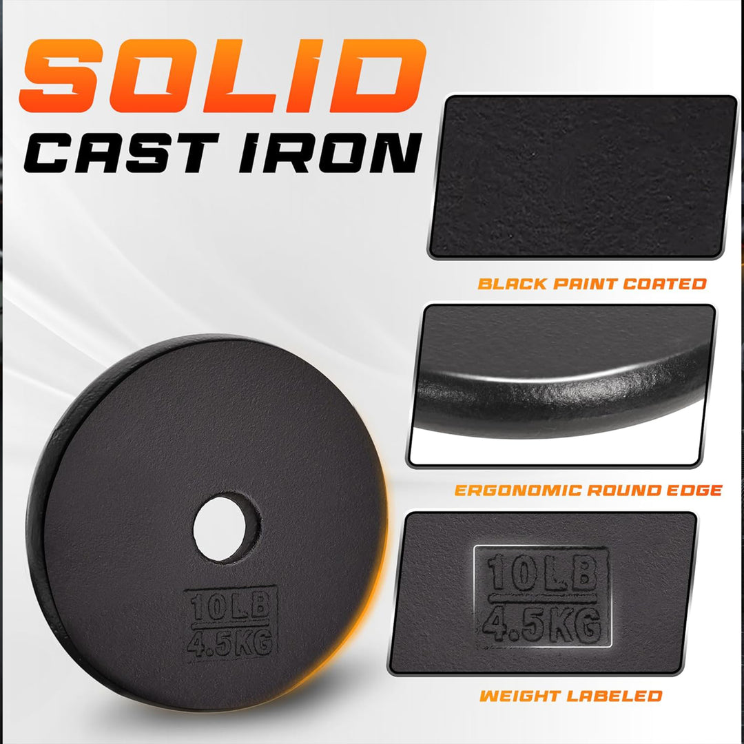 Yes4All 2 Pack Cast Iron Barbell Weight Plates with 1" Center Hole 10 Pounds - VMInnovations
