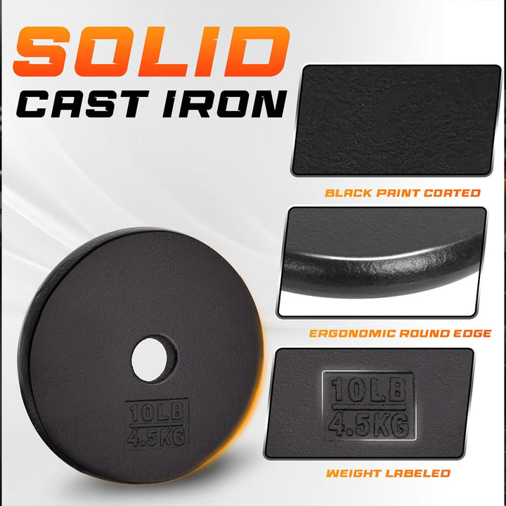 Yes4All 2 Pack Cast Iron Barbell Weight Plates with 1" Center Hole 10 Pounds - VMInnovations