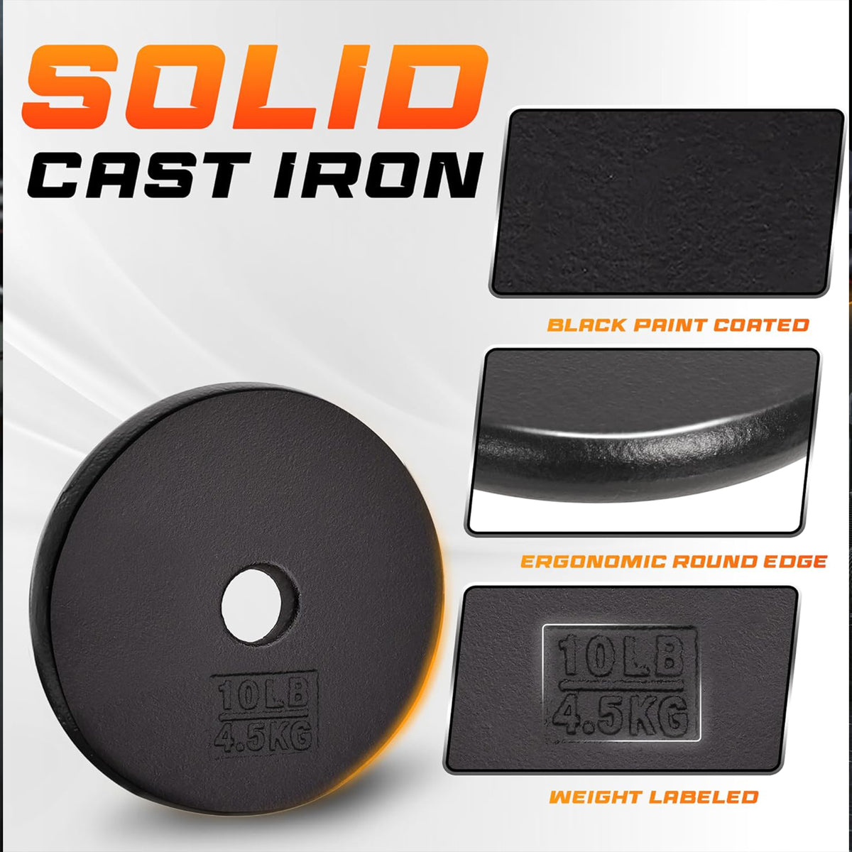 Yes4All 2 Pack Cast Iron Barbell Weight Plates with 1" Center Hole (Open Box) - VMInnovations