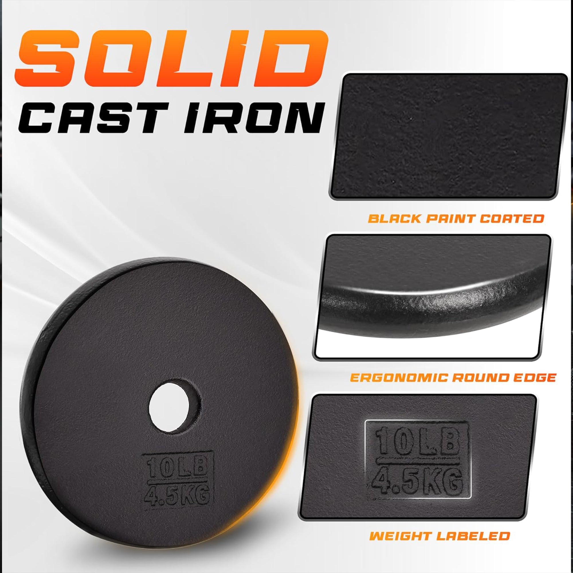Yes4All 2 Pack Cast Iron Barbell Weight Plates with 1" Center Hole (Open Box)