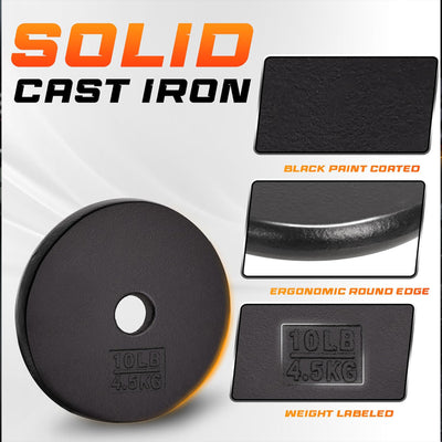 Yes4All 2 Pack Cast Iron Barbell Weight Plates with 1" Center Hole (Open Box)