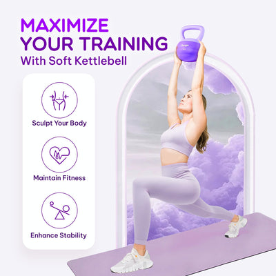 Yes4All 15 Pound Kettlebell, Single Soft Vinyl Home Gym Hand Weight, Purple - VMInnovations