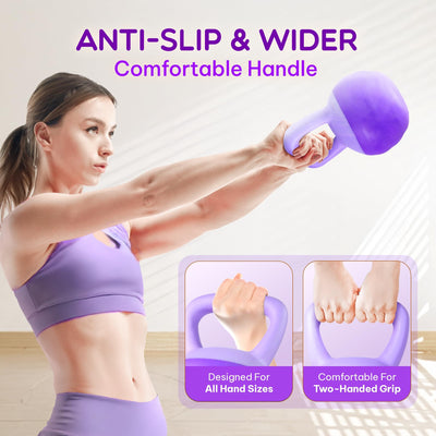 Yes4All 15 Pound Kettlebell, Single Soft Vinyl Home Gym Hand Weight, Purple - VMInnovations