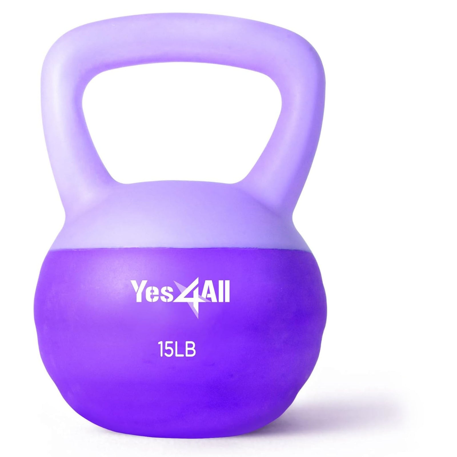 Yes4All 15 Pound Kettlebell, Single Soft Vinyl Home Gym Hand Weight, Purple - VMInnovations