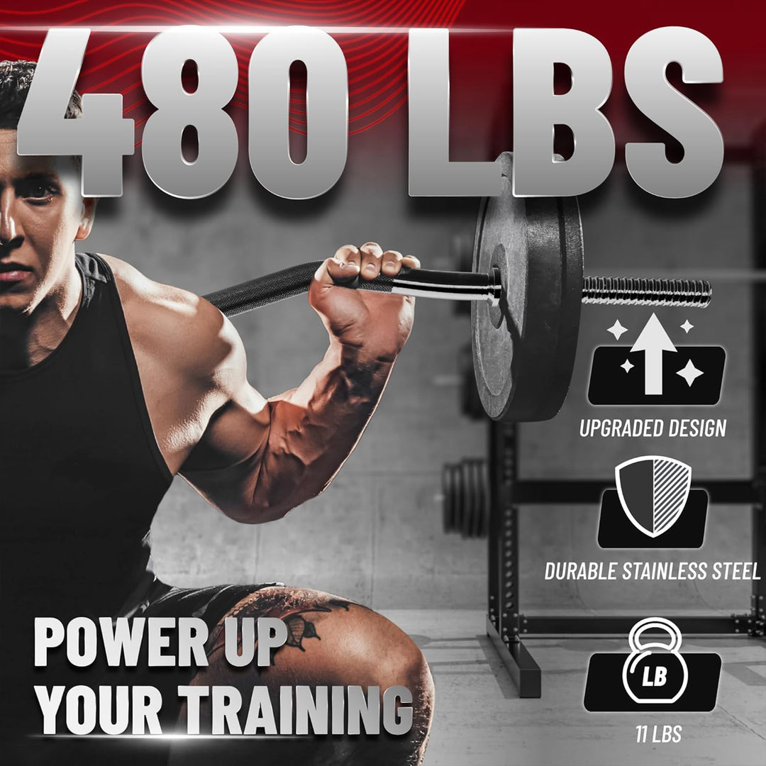 Yes4All 42 Inch Metal Weightlifting Knurled Curl Bar, Lifts Up to 480 Lb, Black - VMInnovations