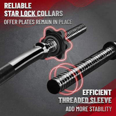 Yes4All 42 Inch Metal Weightlifting Knurled Curl Bar, Lifts Up to 480 Lb, (Used) - VMInnovations