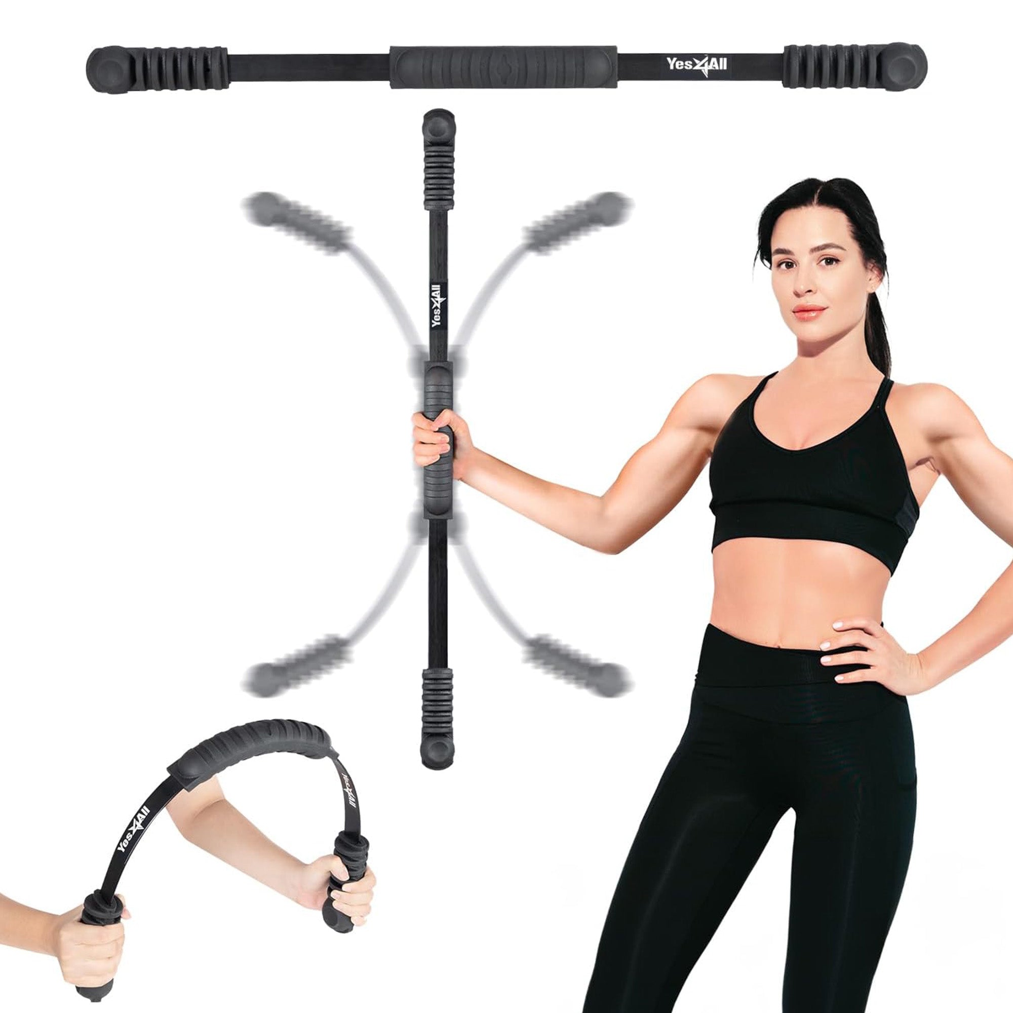 Flex Bar, Elastic Fitness Vibration Fitness Bar for Muscle Strength (Open Box)