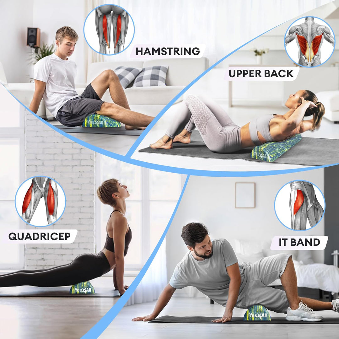 Yes4All EVA Firm Half Round Foam Roller for Exercise, 36 Inch, Blue & Green - VMInnovations