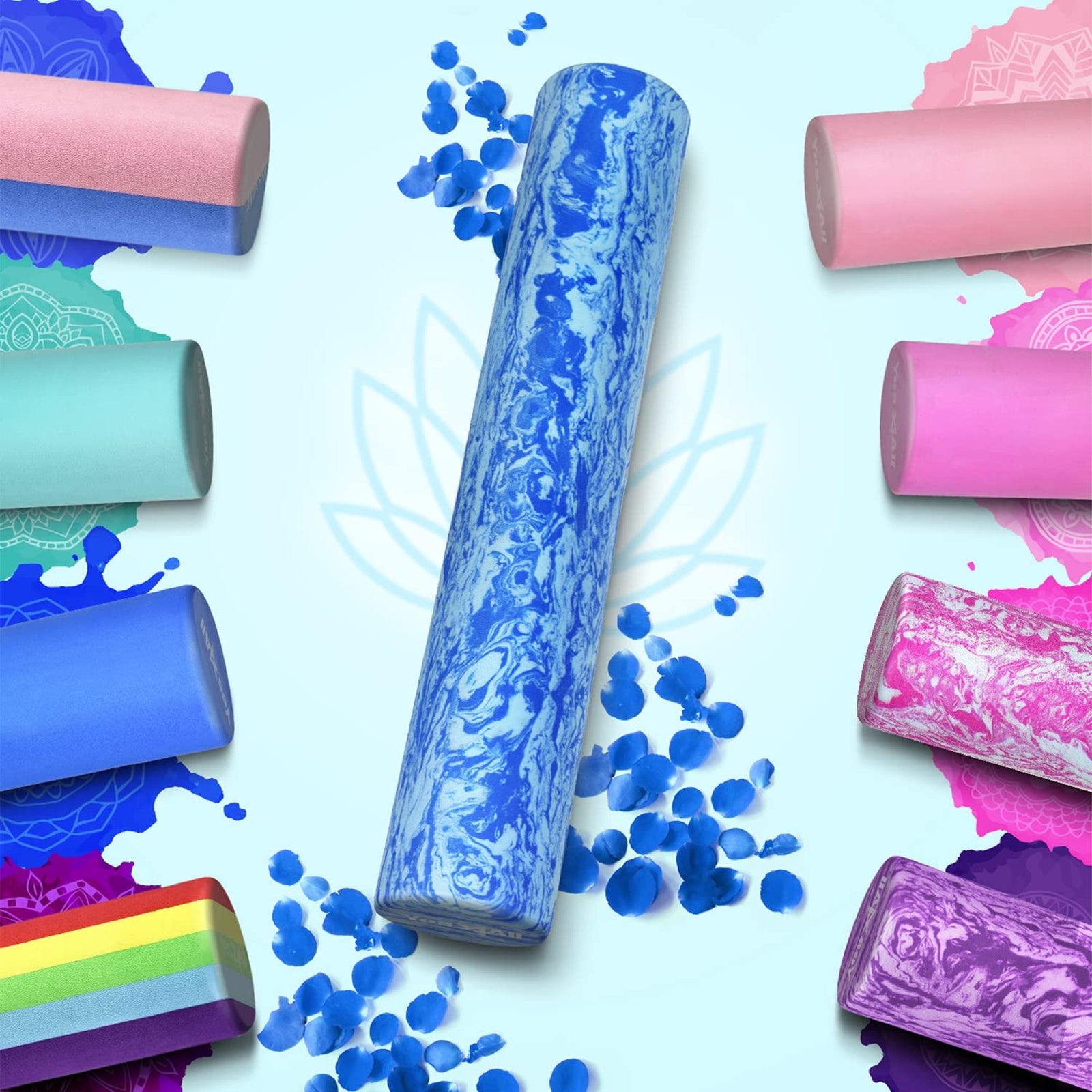 Yes4All EVA Firm Foam Round Back Roller, Exercise or Yoga, 36", Ocean Marbled - VMInnovations
