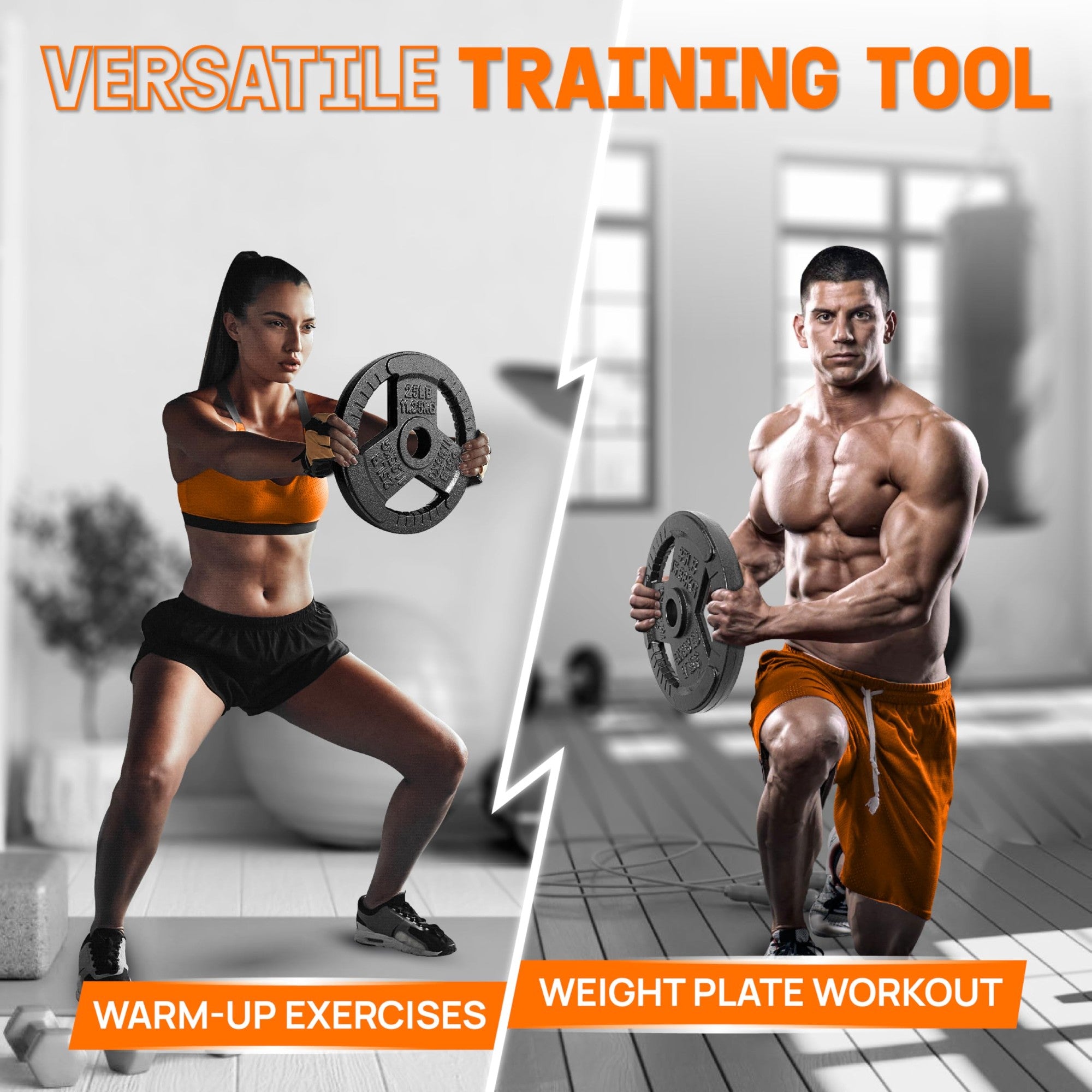 Yes4All Single Cast Iron Olympic Weight Plate with Tri-Grip Handles, (Open Box) - VMInnovations