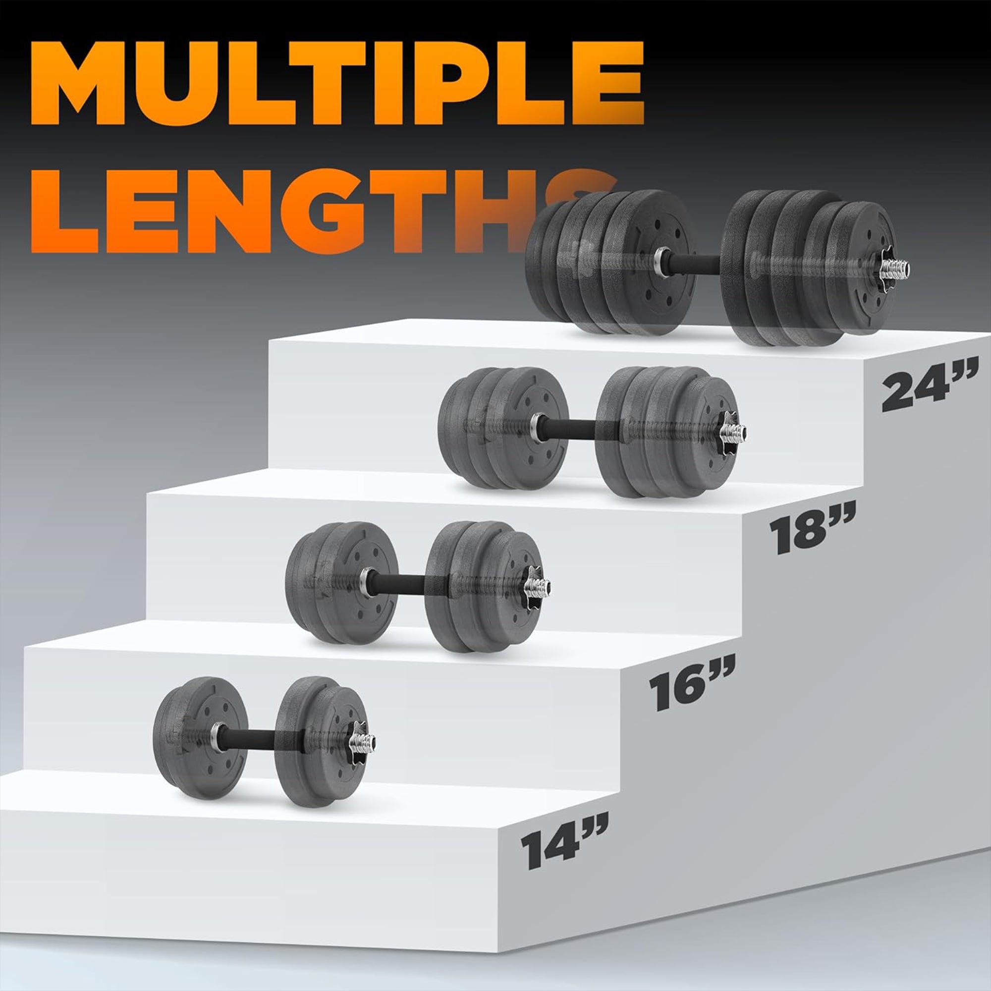 Yes4All Threaded Dumbbell Handle Set with Rubber Non-Slip Grip, 24 In (Open Box)