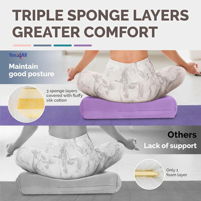 Yes4All Triple-Layer Sponge Bolster Pillow with Memory Foam for Yoga, (Open Box) - VMInnovations