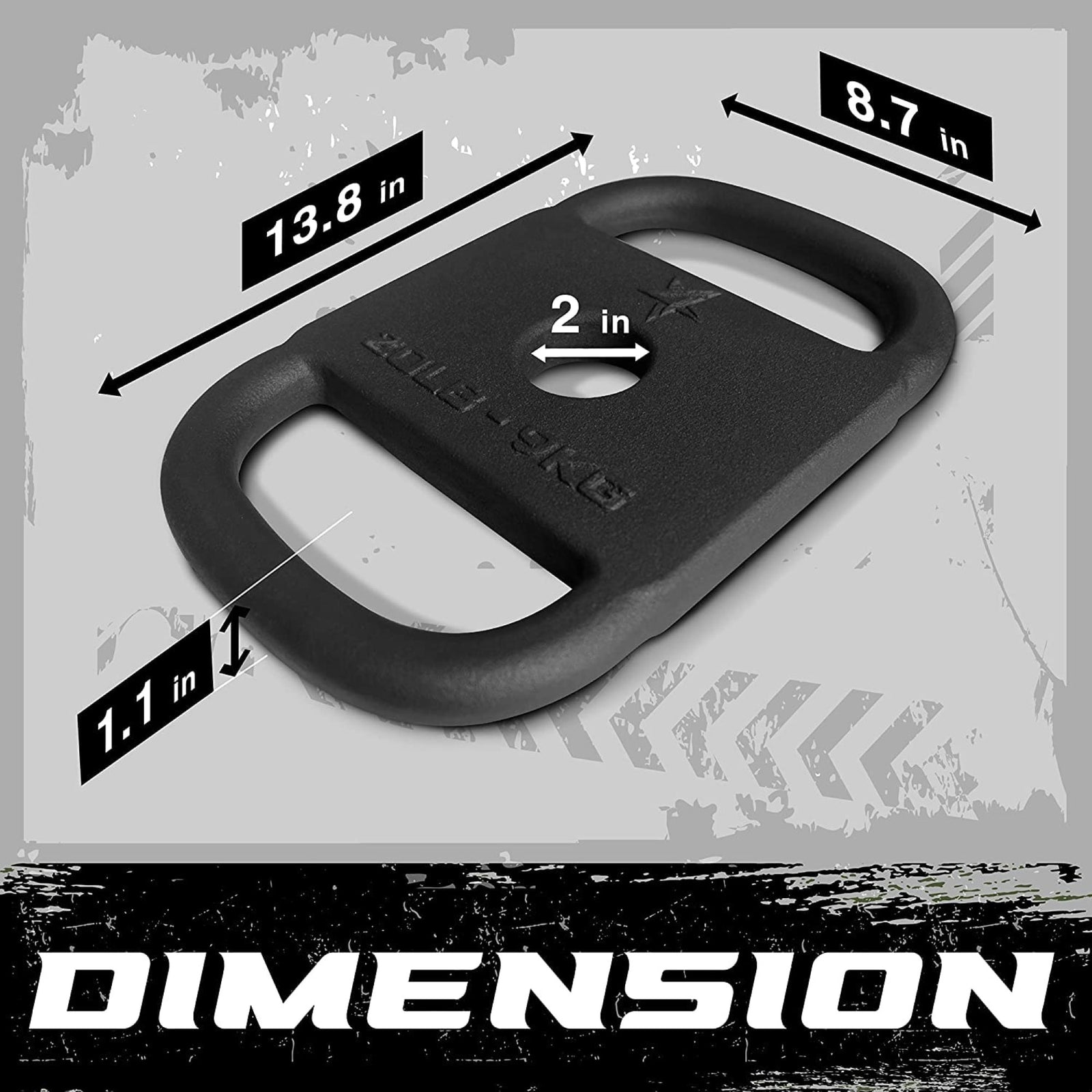 Yes4All Cast Iron Rucking Weight w/ 2" Center Hole & Rounded Handle, 20 Pounds - VMInnovations