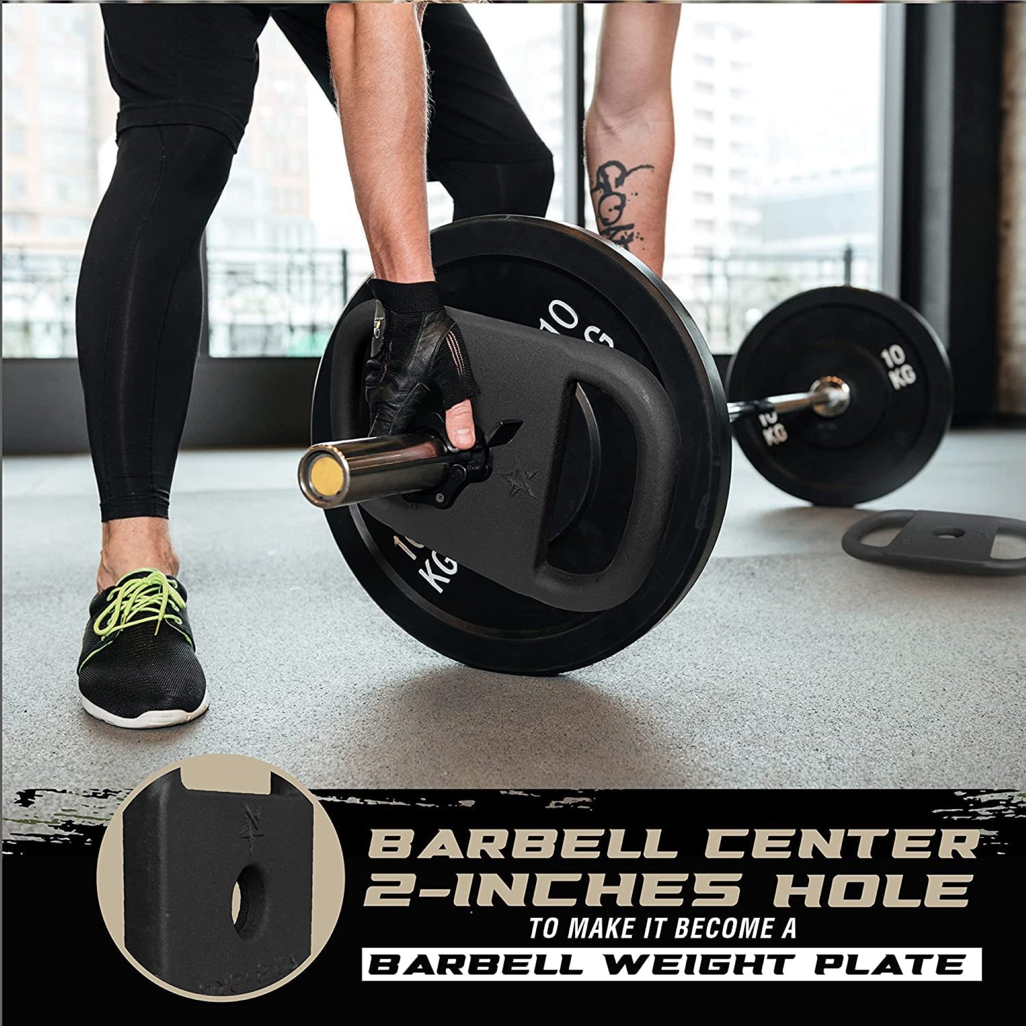 Yes4All Cast Iron Rucking Weight w/ 2" Center Hole & Rounded Handle, 20 Pounds - VMInnovations