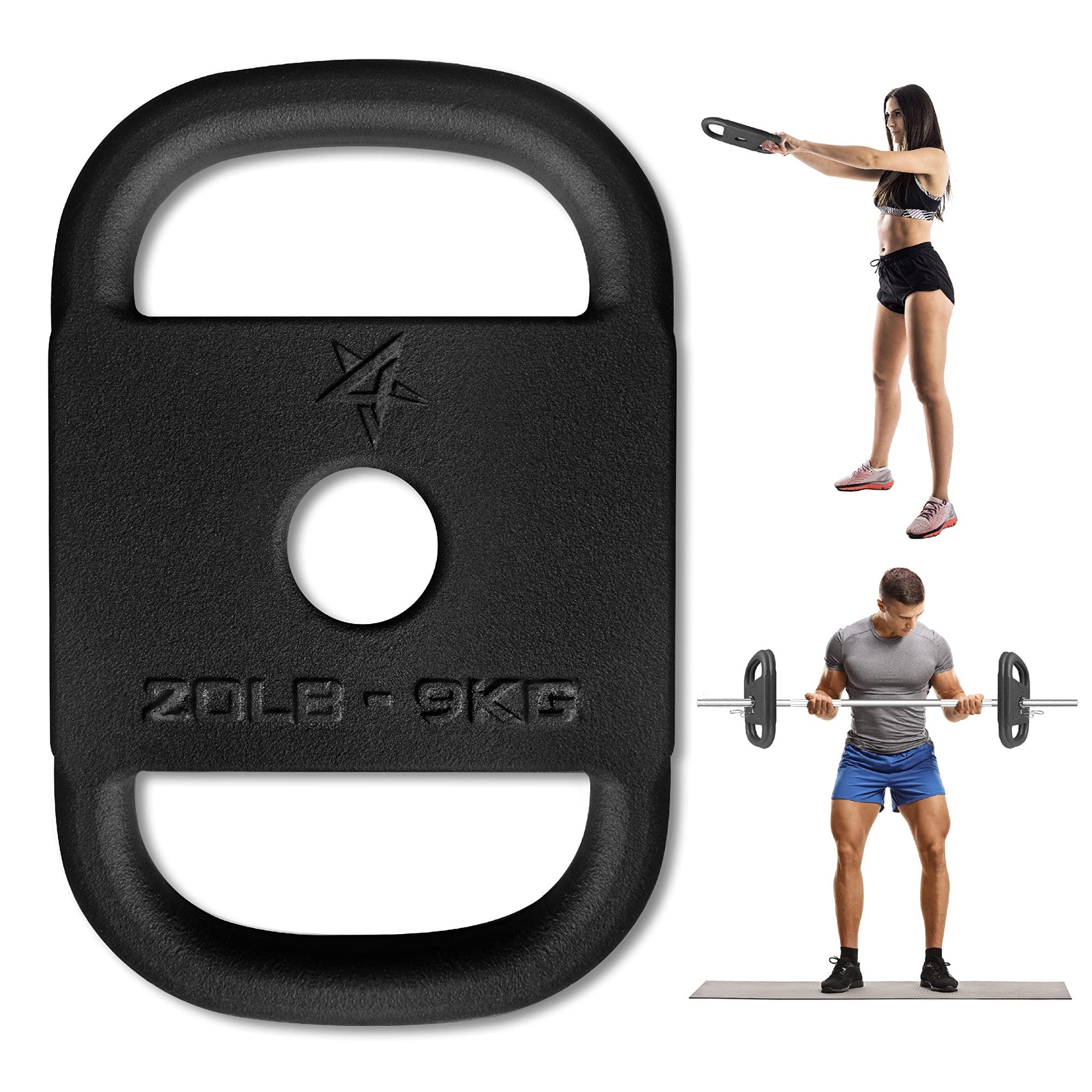 Yes4All Cast Iron Rucking Weight w/ 2" Center Hole & Rounded Handle, 20 Pounds - VMInnovations