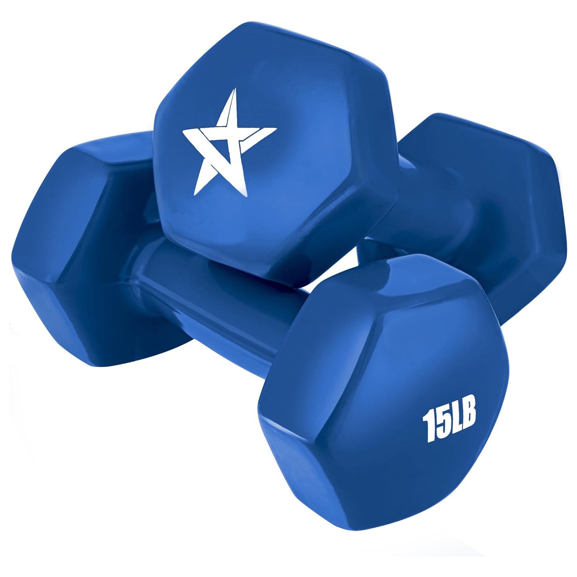 Yes4All 15 lbs Hex Dumbbells,1 Pair Vinyl Coated Cast Iron Hand Weights Open Box