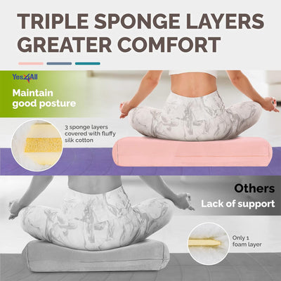 Yes4All Triple-Layer Sponge Bolster Pillow with Memory Foam for Yoga, (Open Box) - VMInnovations