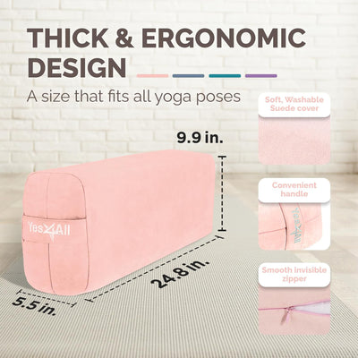 Yes4All Triple-Layer Sponge Bolster Pillow with Memory Foam for Yoga, (Open Box) - VMInnovations