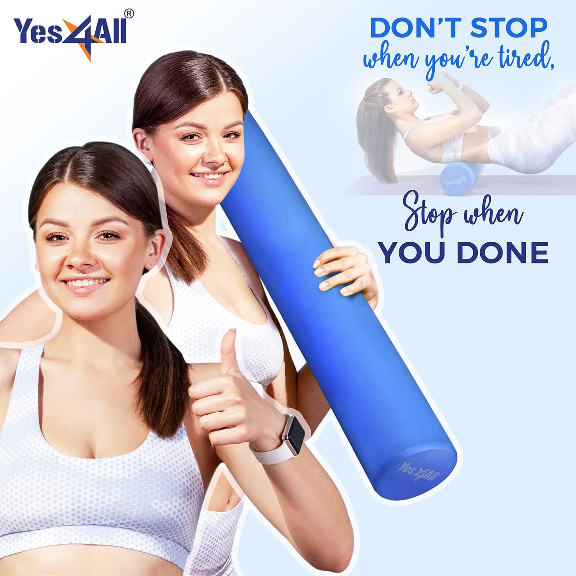 Yes4All EVA Firm Foam Round Back Roller for Pilates, Exercise or Yoga (Open Box) - VMInnovations