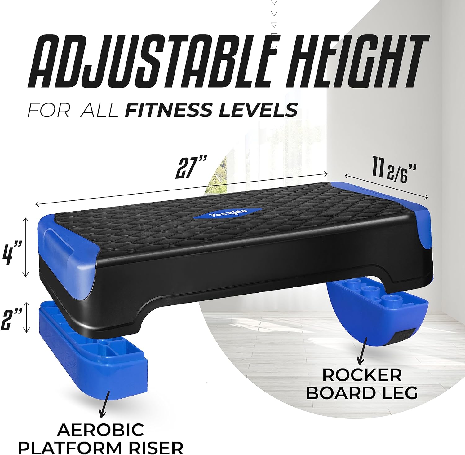 Yes4All 2-in-1 Adjustable Aerobic Step Platform, Exercise Stepper, (Open Box)