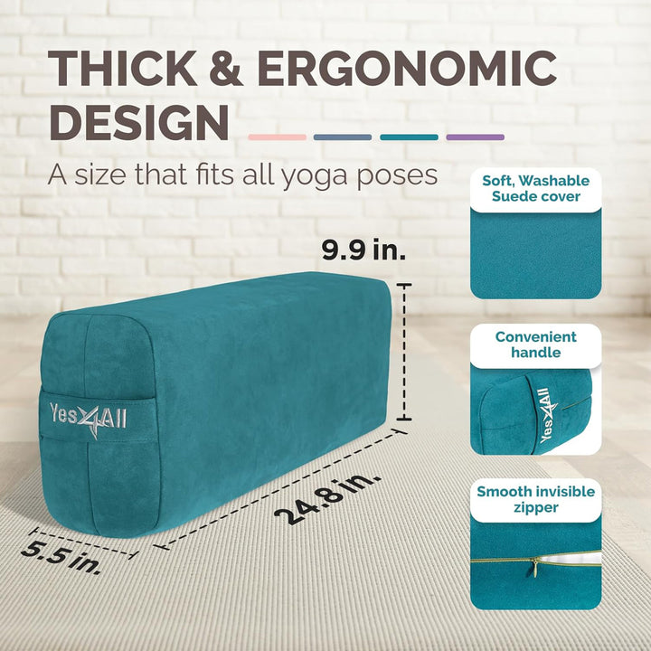 Yes4All Triple-Layer Sponge Bolster Pillow with Memory Foam for Yoga, Emerald - VMInnovations