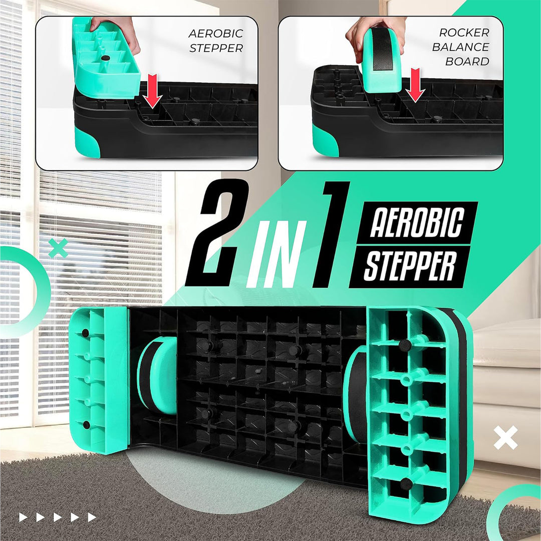 Yes4All 2-in-1 Adjustable Aerobic Step Platform, Exercise Stepper, Neo Green - VMInnovations