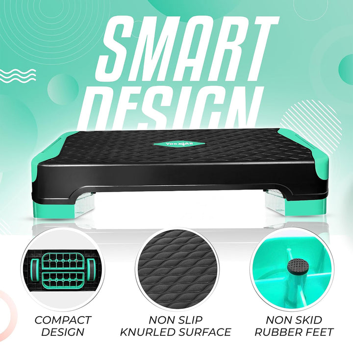 Yes4All 2-in-1 Adjustable Aerobic Step Platform, Exercise Stepper, Neo Green - VMInnovations