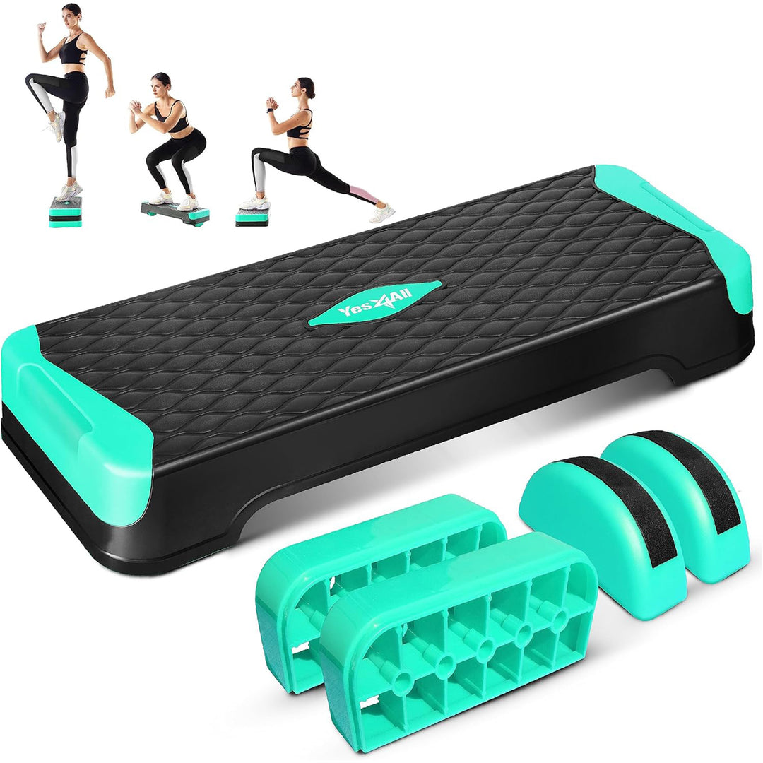 Yes4All 2-in-1 Adjustable Aerobic Step Platform, Exercise Stepper, Neo Green - VMInnovations