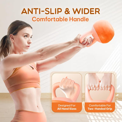 Yes4All 20 Pound Kettlebell, Single Soft Vinyl Home Gym Weight, Peach Fuzz - VMInnovations