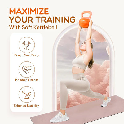 Yes4All 20 Pound Kettlebell, Single Soft Vinyl Home Gym Weight, Peach Fuzz - VMInnovations