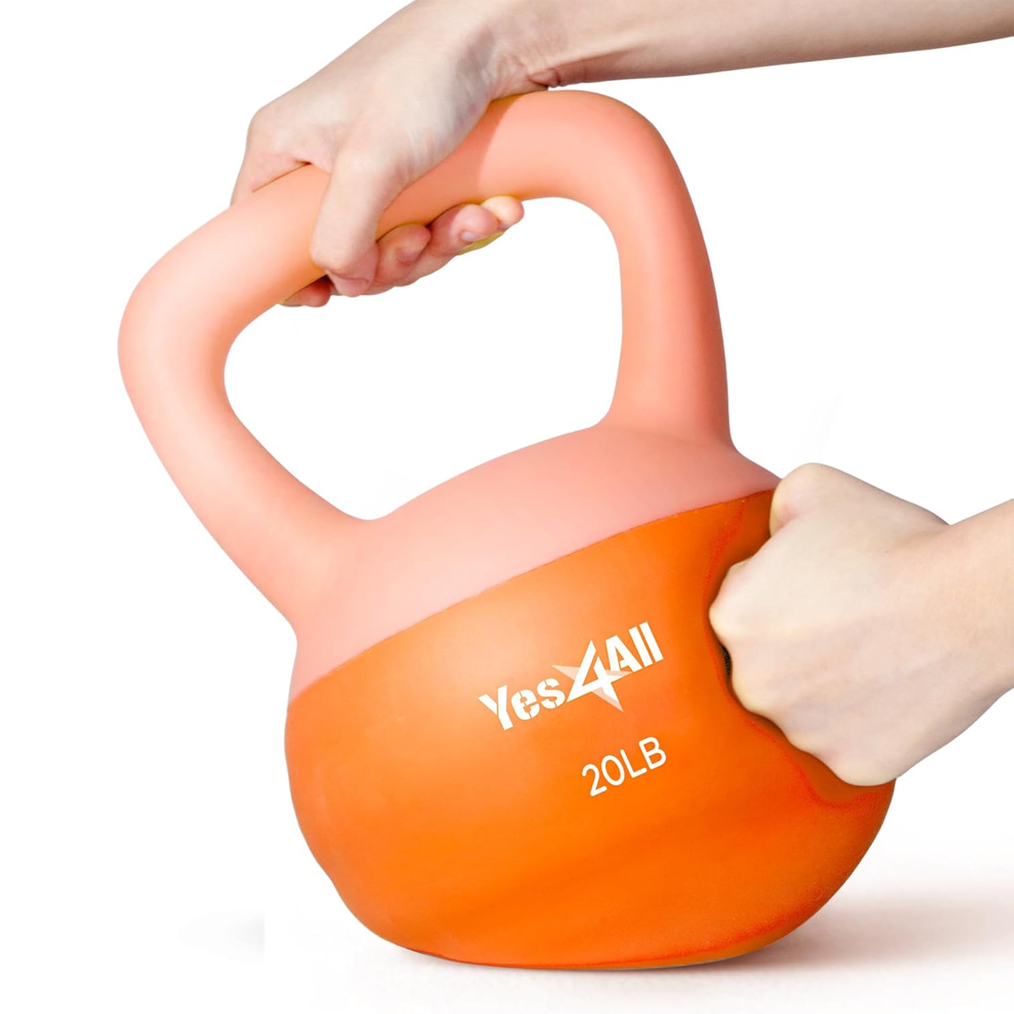Yes4All 20 Pound Kettlebell, Single Soft Vinyl Home Gym Weight, Peach Fuzz - VMInnovations
