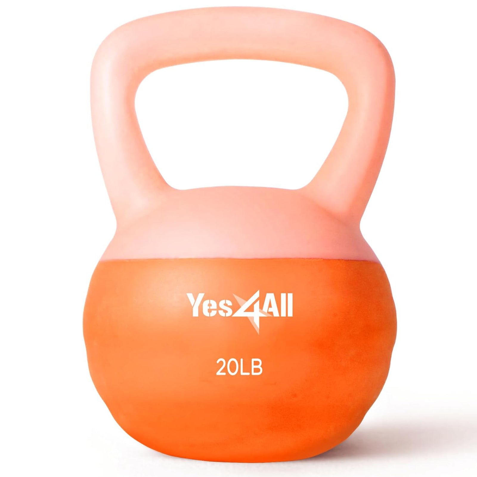Yes4All 20 Pound Kettlebell, Single Soft Vinyl Home Gym Weight, Peach Fuzz - VMInnovations